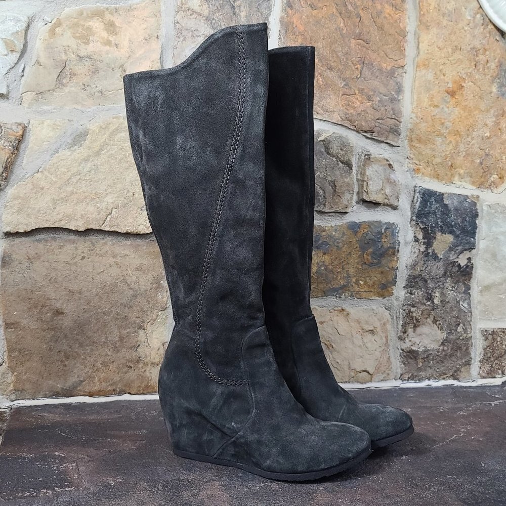 PONS Quintana Suede Leather Tall Wedge Boots 39